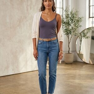 Simply Styled Tank Top Cami Womens Large Gray Adjustable Spaghetti Strap Stretch